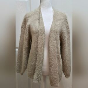 Cozy Beige/Oatmeal Open Cardigan Sweater Size M